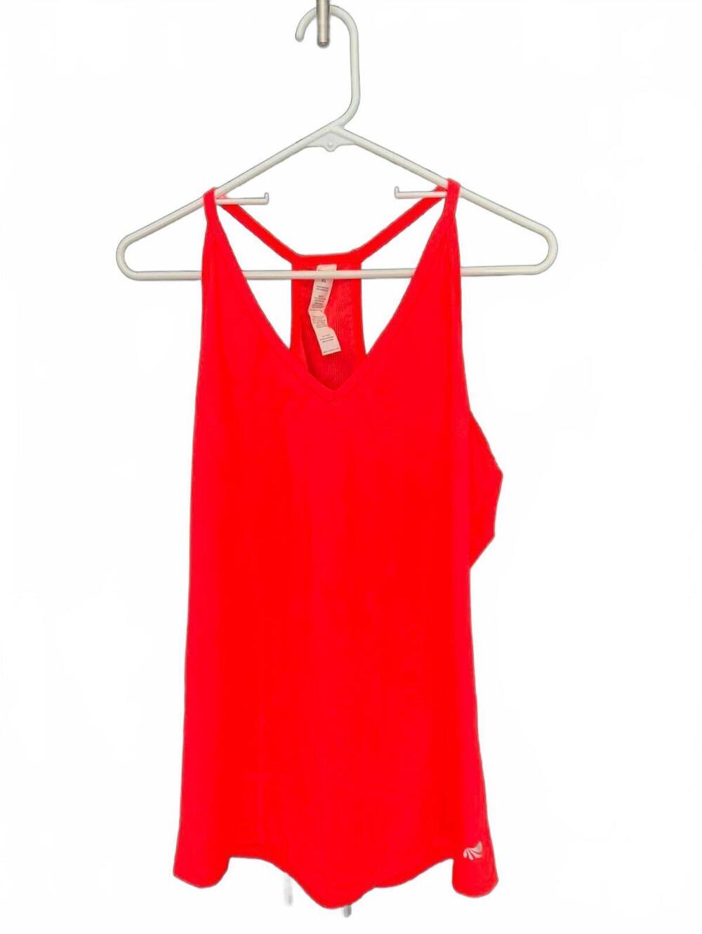 Mionika XL Orange Racerback Tank Top with Gray Laser Cut Contrast